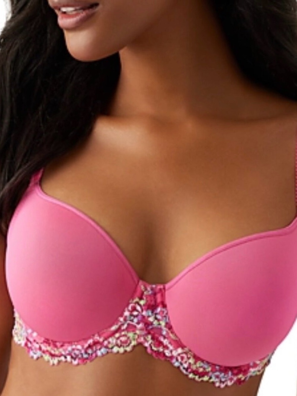 WACOAL Embrace Lace Contour T-Shirt Bra Sz 38C in Hot Pink/multi NEW - Picture 4 of 14